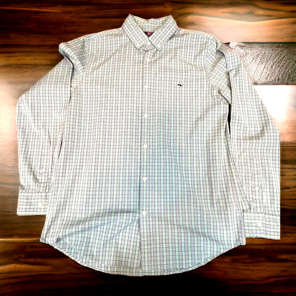Vinyard Vines Slim Fit Tucker Shirt Mens M 98% Cotton 2% Spandex